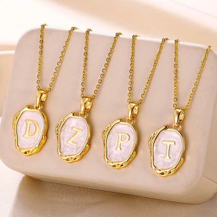 A-Z Alphabet Gold Plated Stainless Steel Pendant Necklace