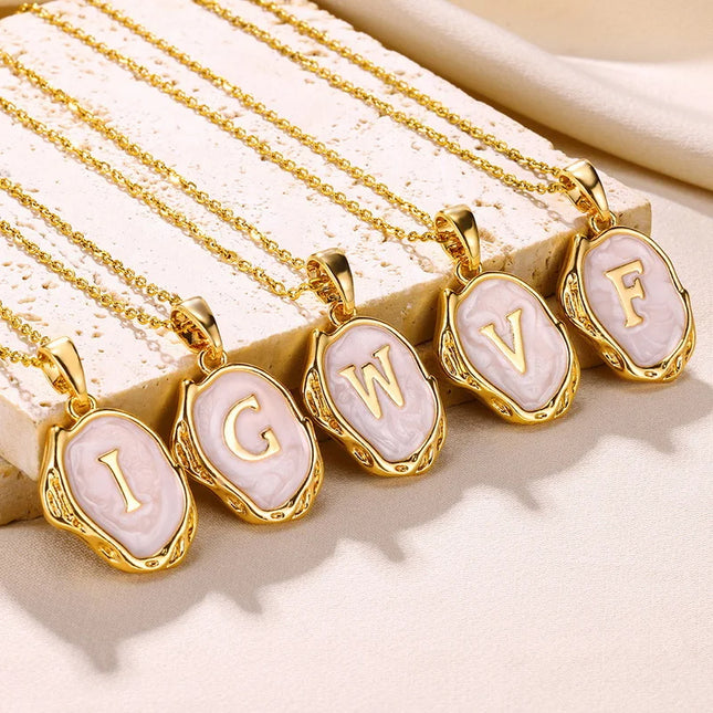 A-Z Alphabet Gold Plated Stainless Steel Pendant Necklace