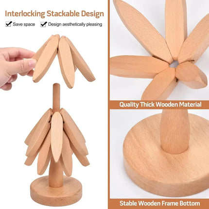 Wooden Trivets For Hot Dishes Foldable Protection