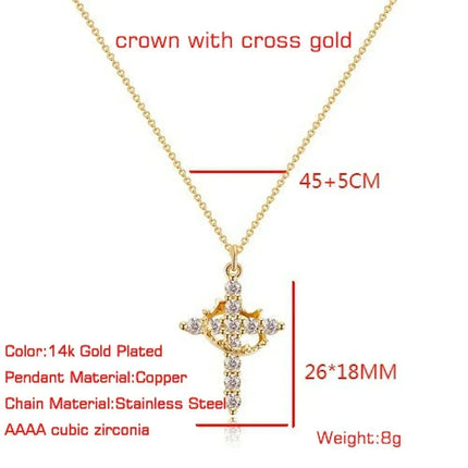 Rotatable Cross Crown Necklace