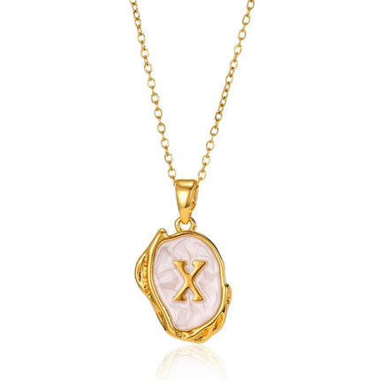 A-Z Alphabet Gold Plated Stainless Steel Pendant Necklace