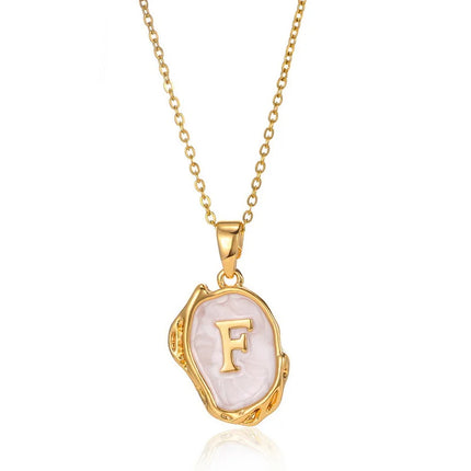 A-Z Alphabet Gold Plated Stainless Steel Pendant Necklace