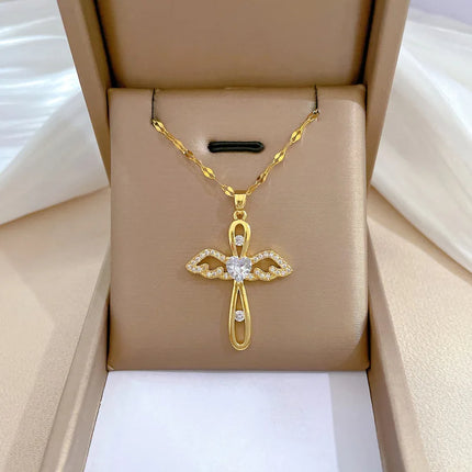 Shiny Luxury Zircon Cross Pendant Necklace