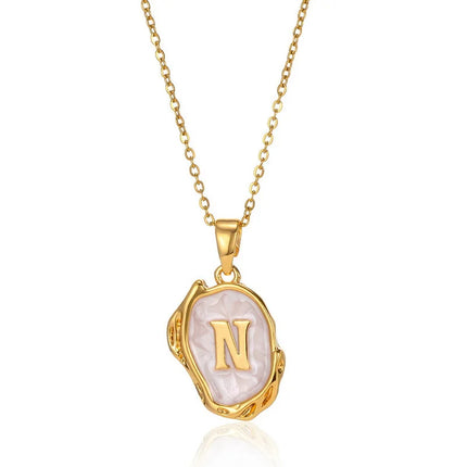 A-Z Alphabet Gold Plated Stainless Steel Pendant Necklace