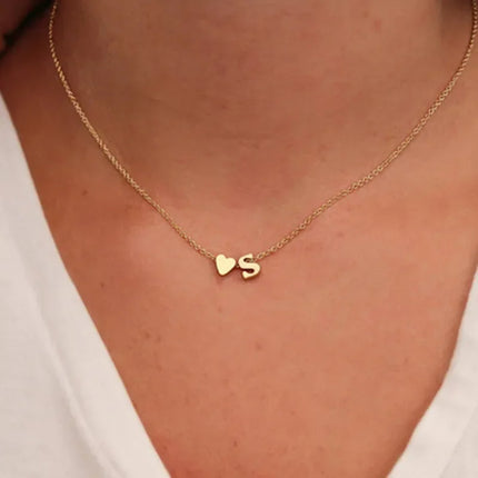 Viral love  Heart Dainty Initial Necklace