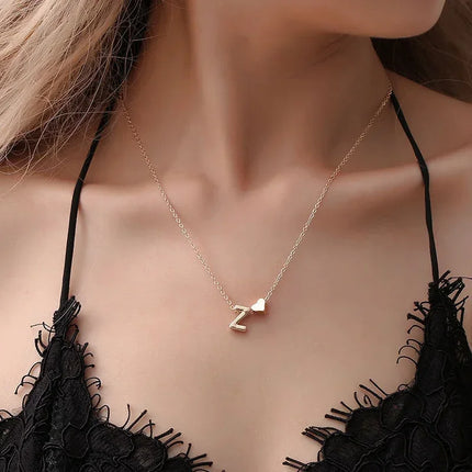 Viral love  Heart Dainty Initial Necklace